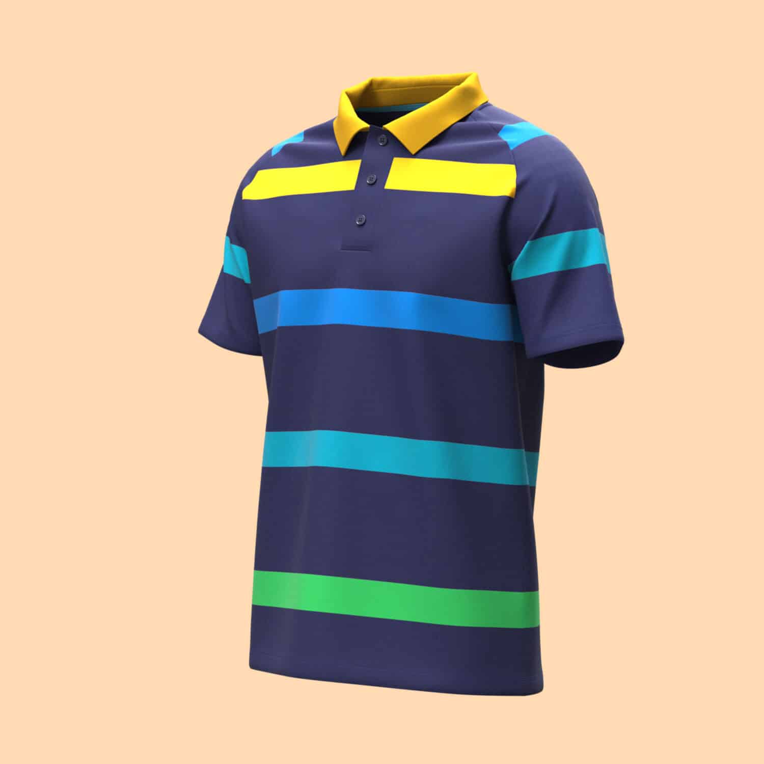Men's Striped Polo Shirt 3D apparel product view 1