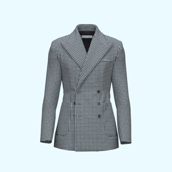 3D Men’s Houndstooth Double-Breasted Blazer