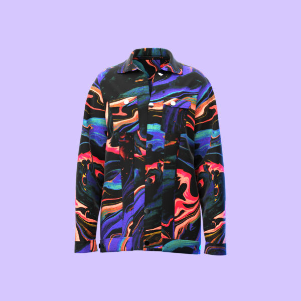 High-Fidelity Digital Jacket Model 3D asset with vaporwave-inspired texture