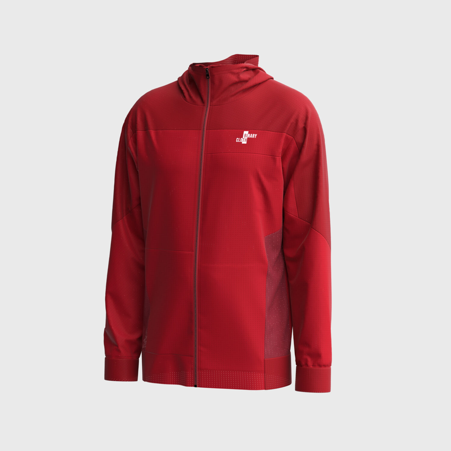 High-Fidelity 3D Hoodie Model: Premium Red Zip Hoodie 3D apparel product view 1