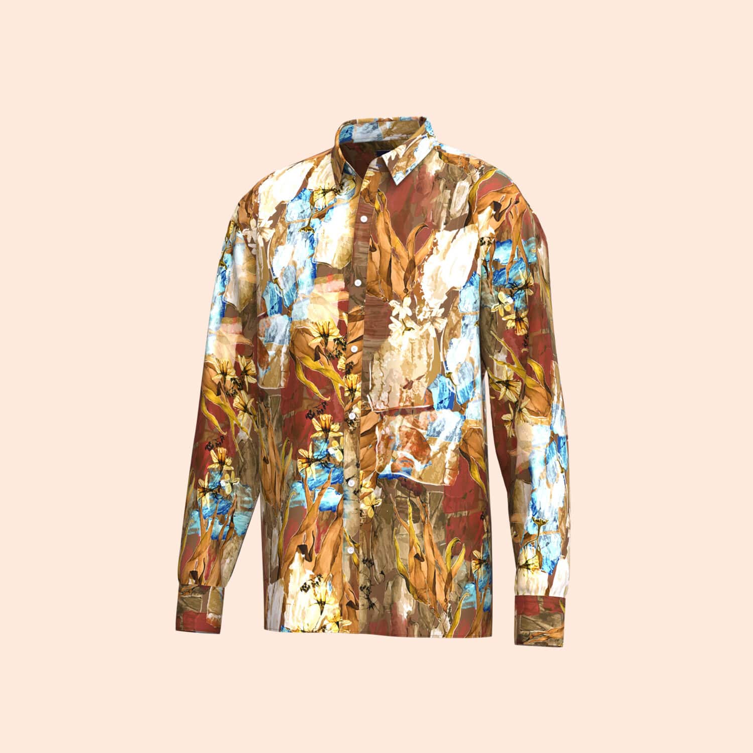 Fashion Shirt – Abstract Floral Virtual Shirt 3D apparel product view 1