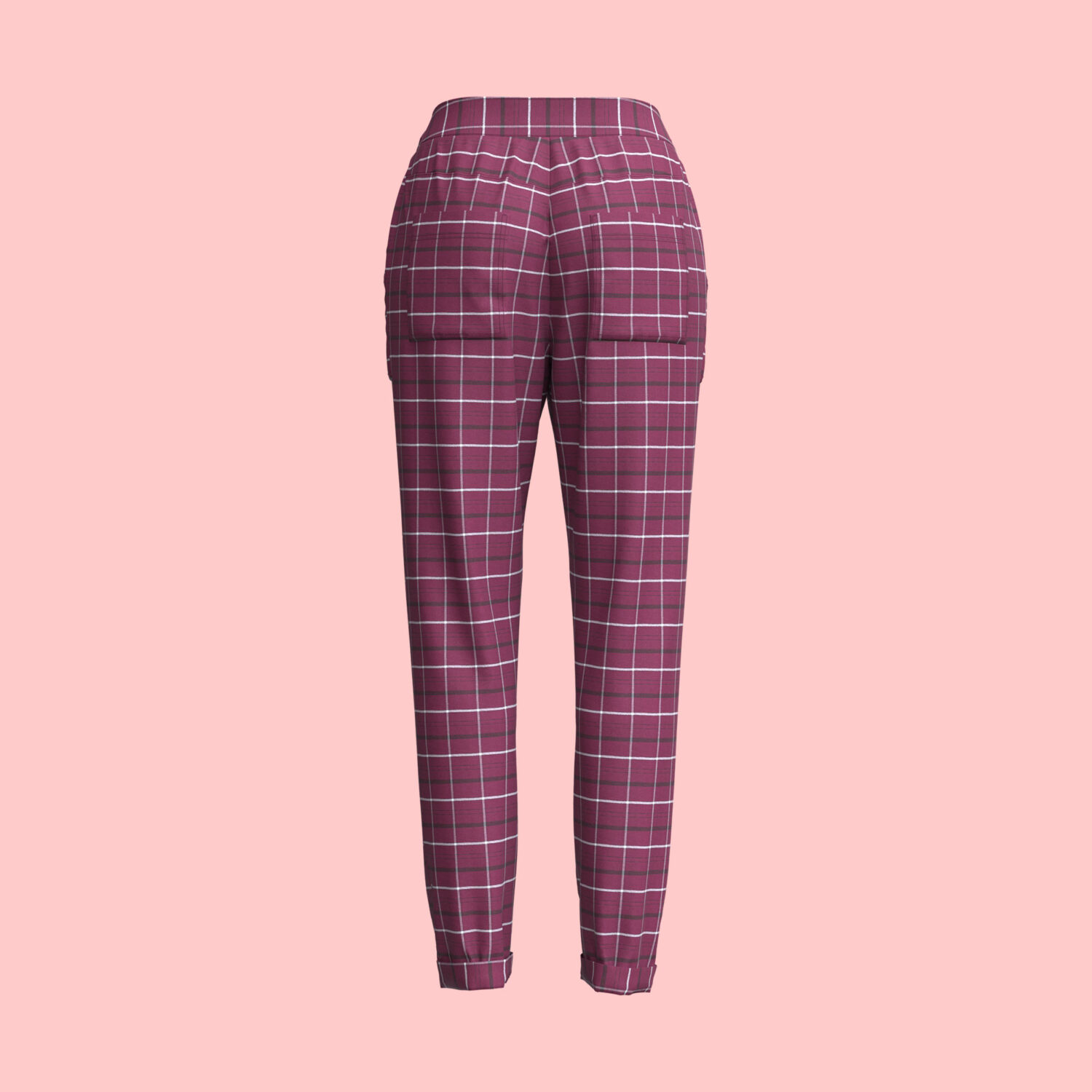 Women Linen Cuffed Hem Pant 3D apparel product view 1