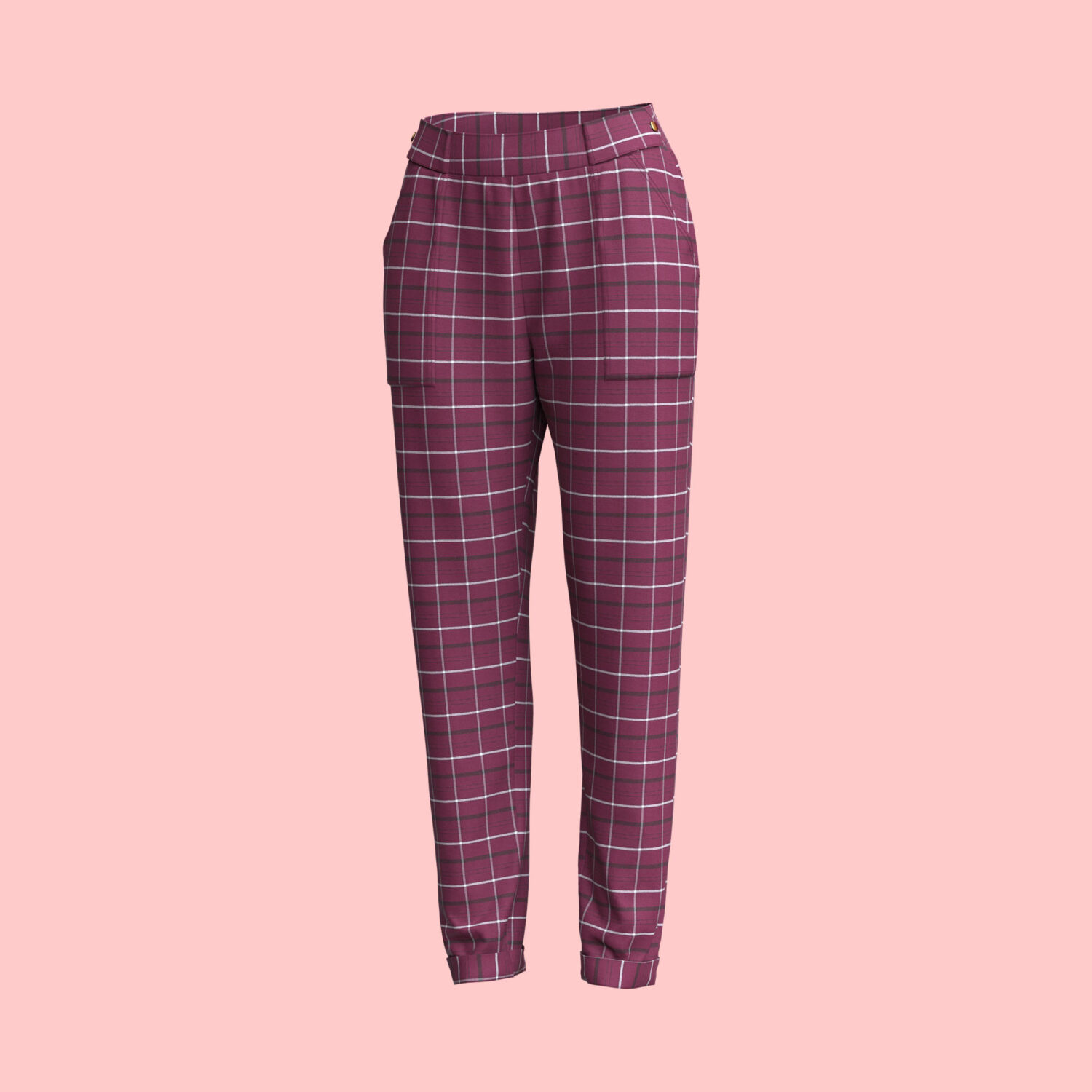 Women Linen Cuffed Hem Pant 3D apparel product view 2