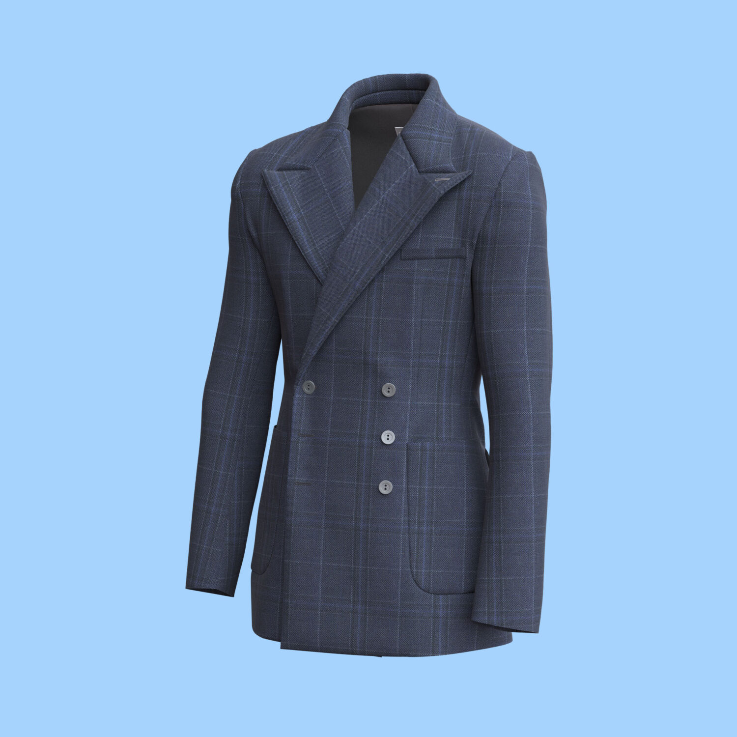 Men Heritage Blue Blazer 3D apparel product view 1