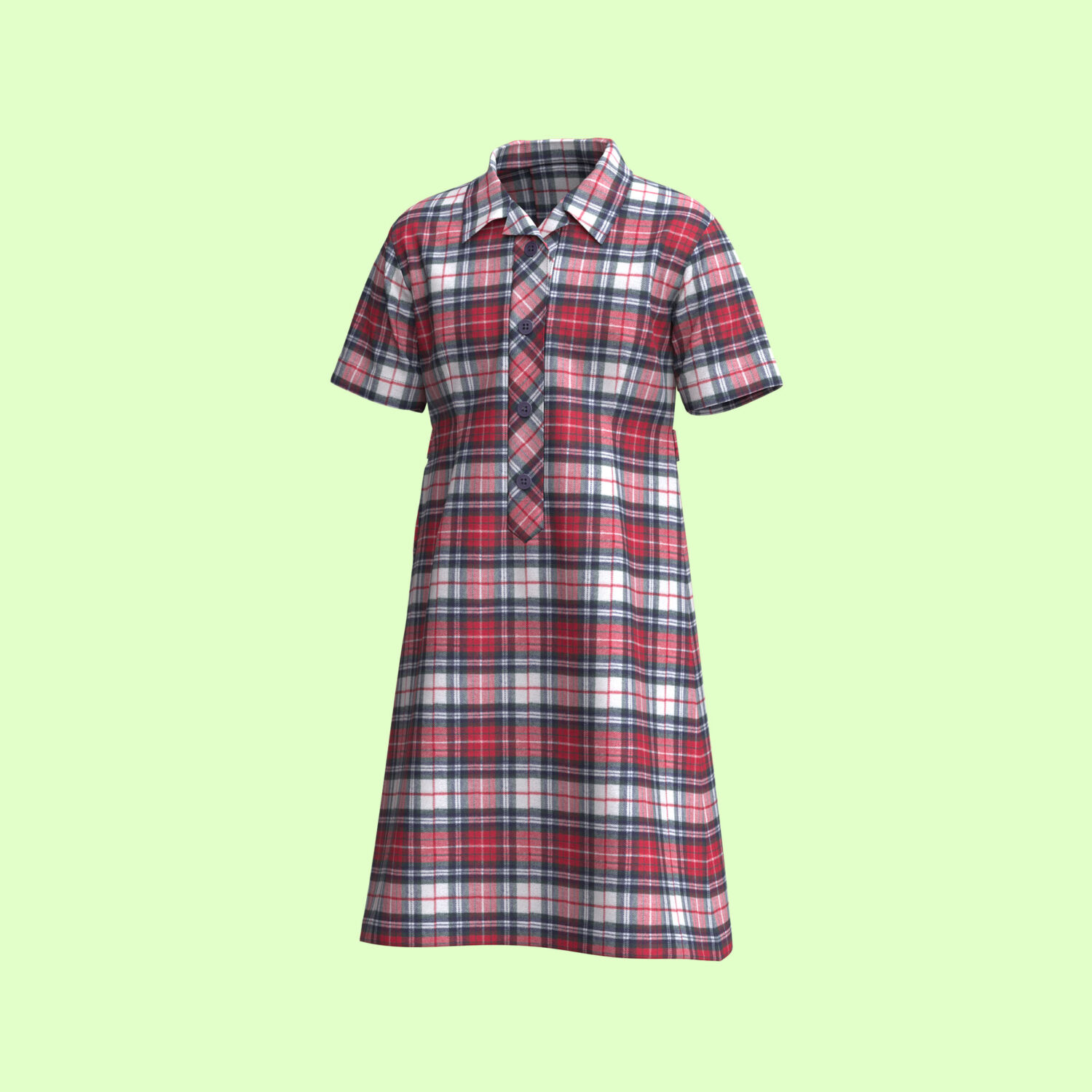 Kids Little Voyager Plaid Tunic 3D apparel product view 1