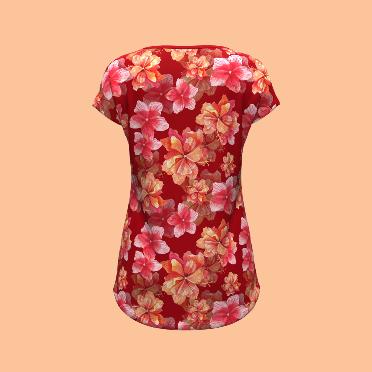 Women Tropical Bloom Tee 3D apparel product view 2