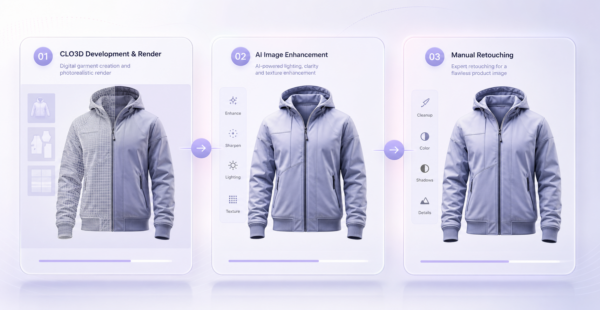 Laptop showing 3d apparel design workflow for fashion brands