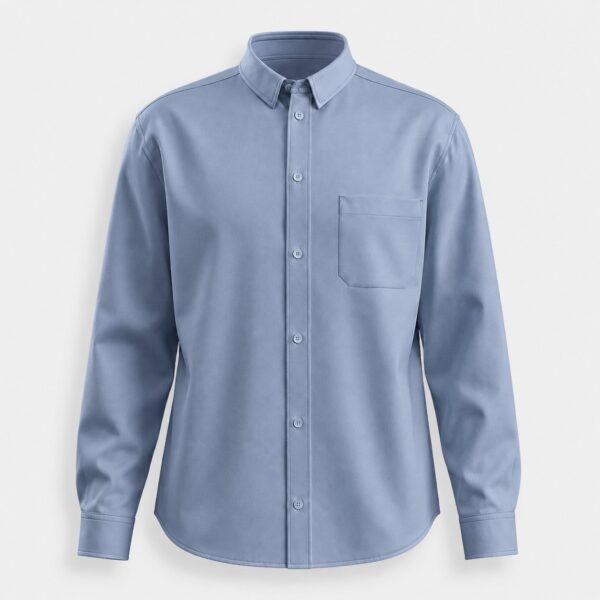 Men's lyocell-cotton oxford long-sleeve shirt in dusty blue - 3d apparel model by binarycloth