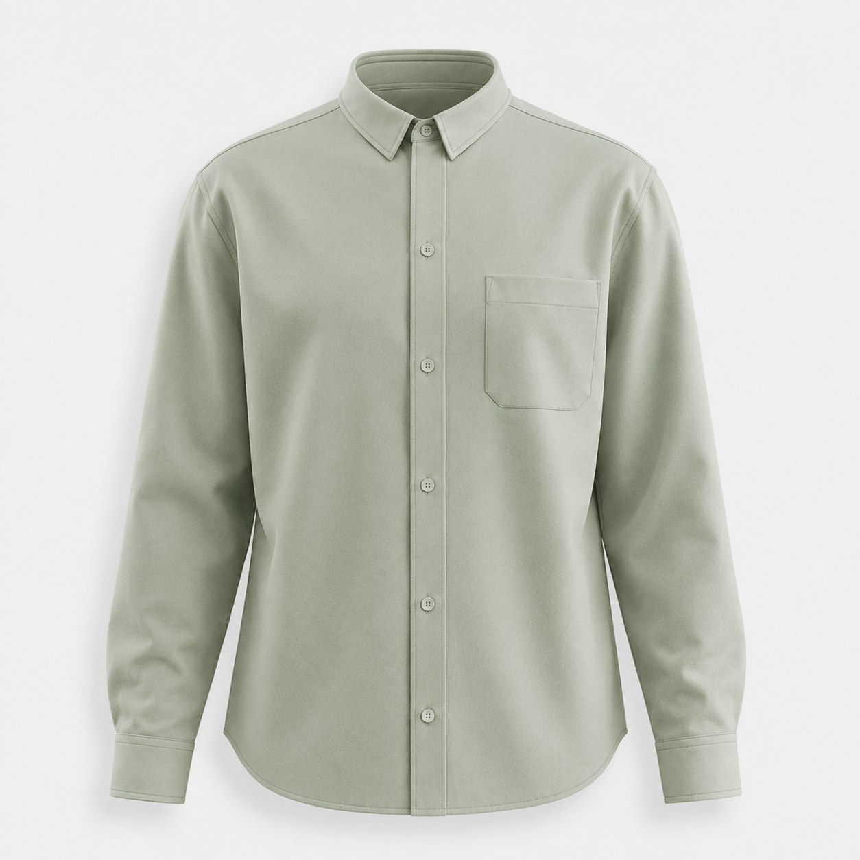 Men's lyocell-cotton oxford long-sleeve shirt in Sage Green - 3D apparel model by Binarycloth