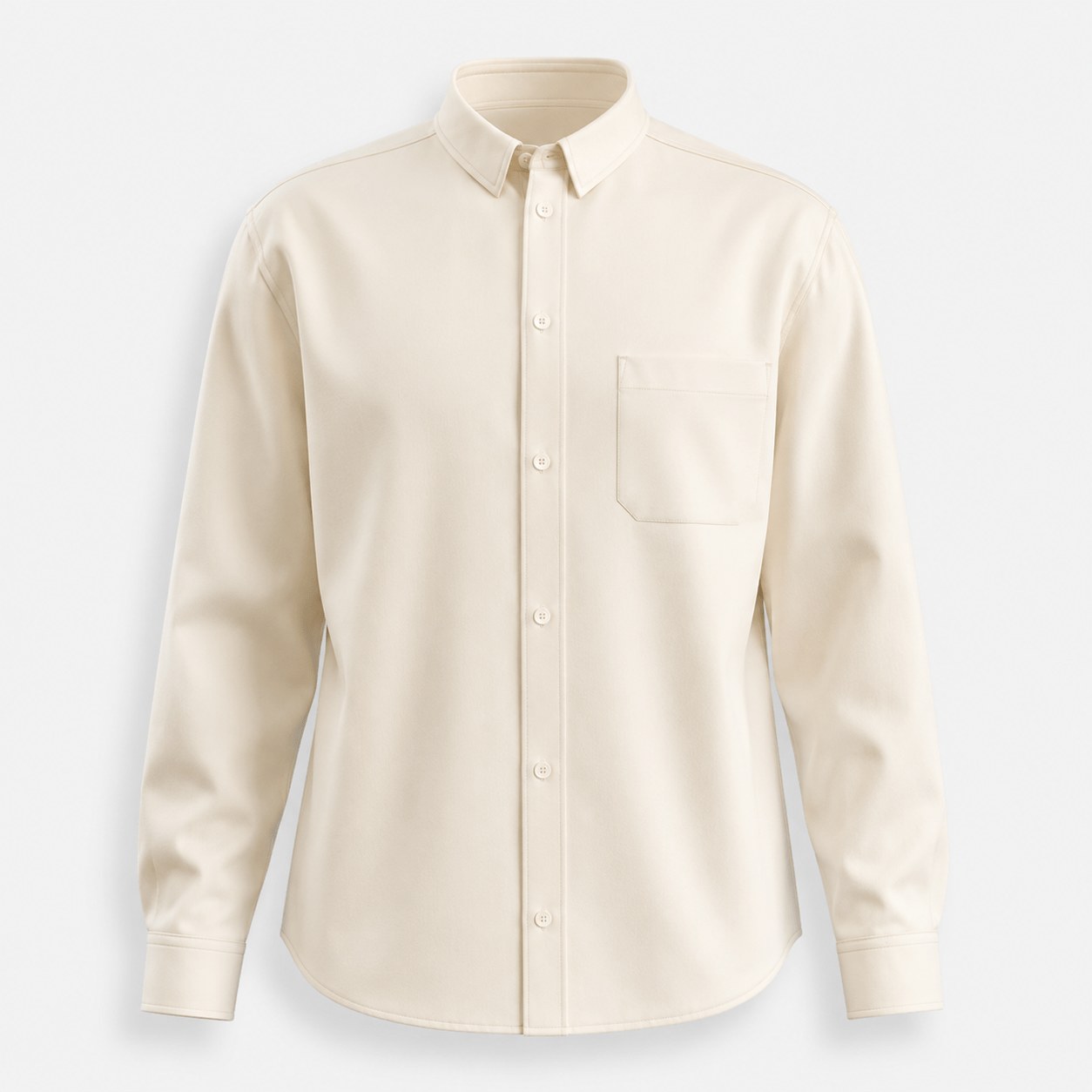 Men's lyocell-cotton oxford long-sleeve shirt in Warm Ivory - 3D apparel model by Binarycloth