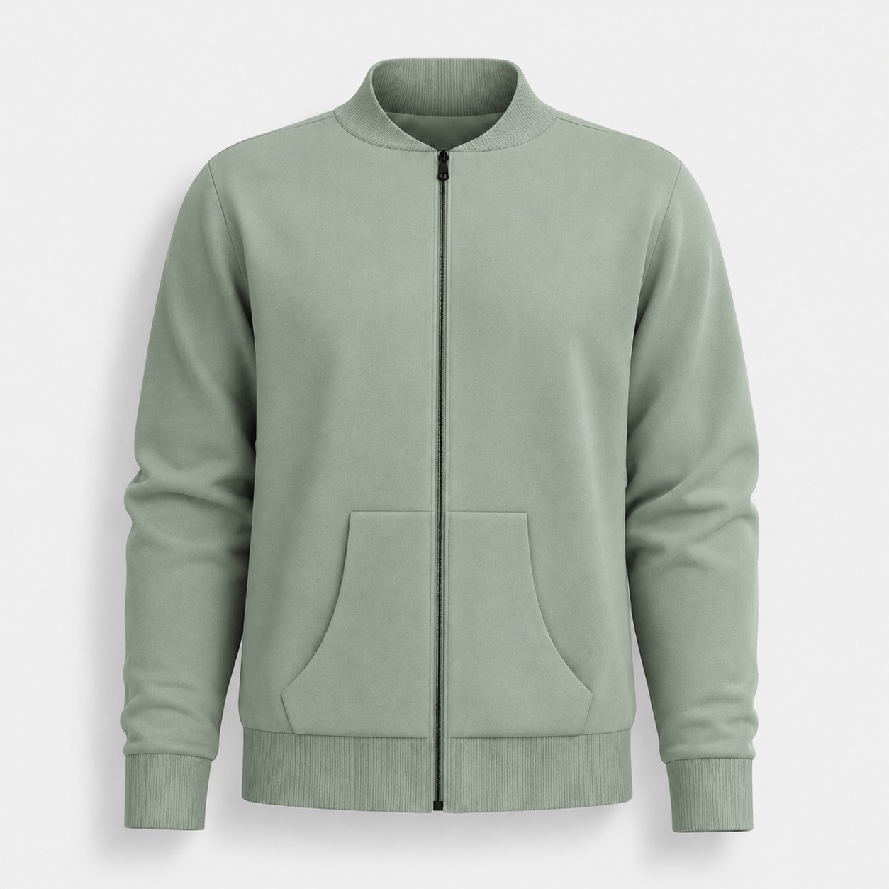 Zip-up bomber track jacket with ribbed collar and cuffs in Greige - 3D apparel model by Binarycloth