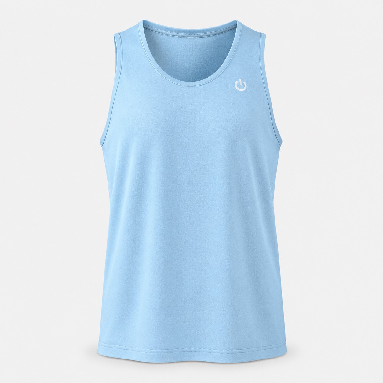 Men's athletic performance tank top with small chest logo in Blue - 3D apparel model by Binarycloth