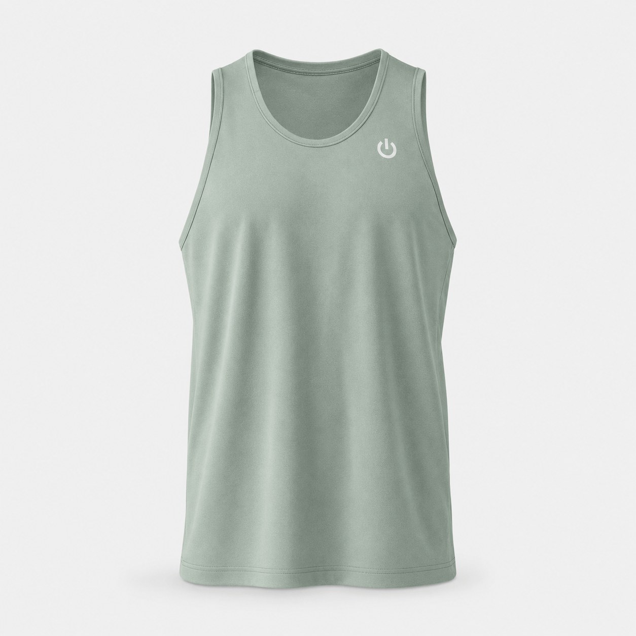 Men's athletic performance tank top with small chest logo in Green - 3D apparel model by Binarycloth