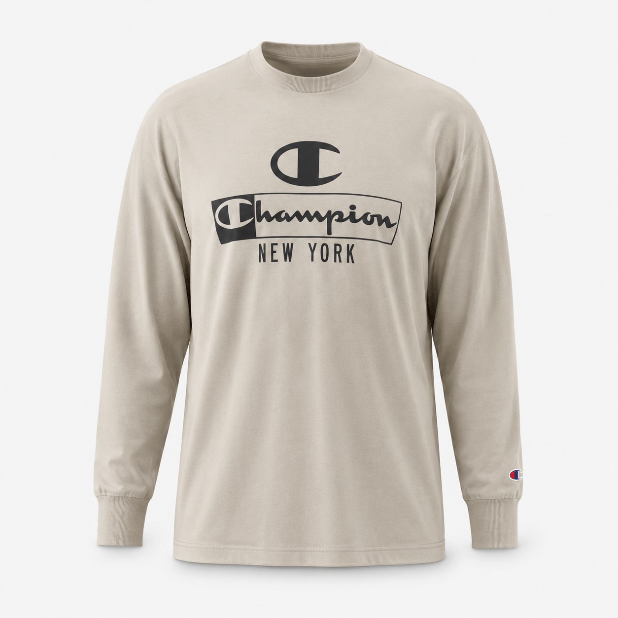 Champion New York chest logo graphic long-sleeve tee in Turquoise - 3D apparel model by Binarycloth