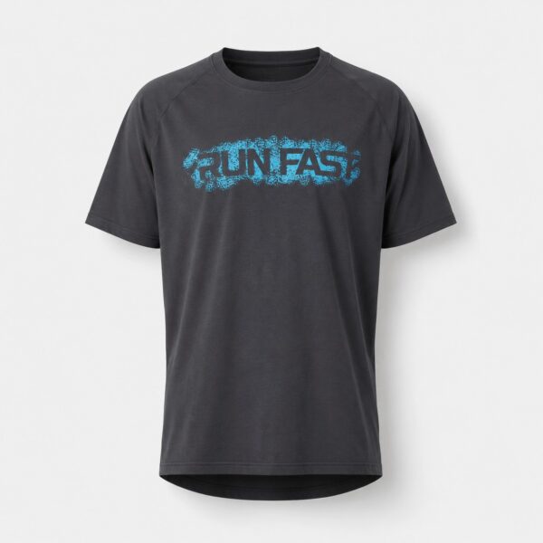 Distressed 'run fast' graphic print oversized tee in black - 3d apparel model by binarycloth
