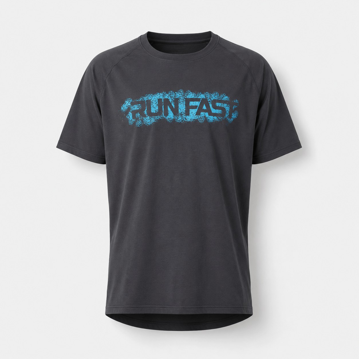 Distressed 'Run Fast' graphic print oversized tee in Black - 3D apparel model by Binarycloth