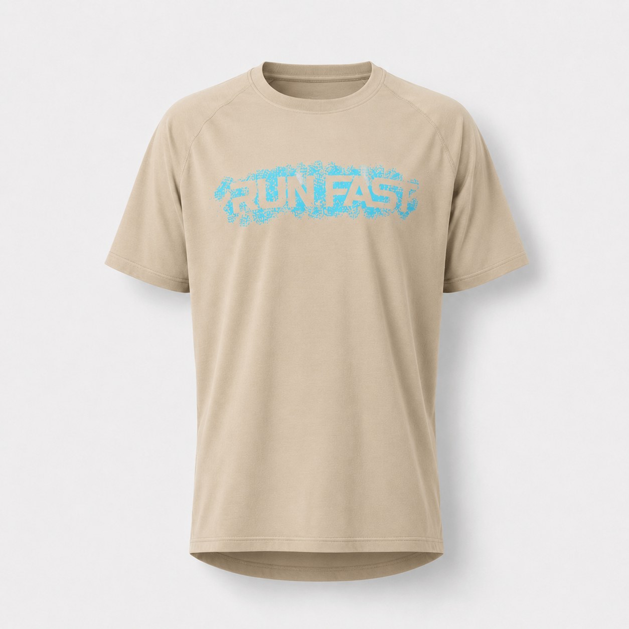 Distressed 'Run Fast' graphic print oversized tee in Turquoise - 3D apparel model by Binarycloth