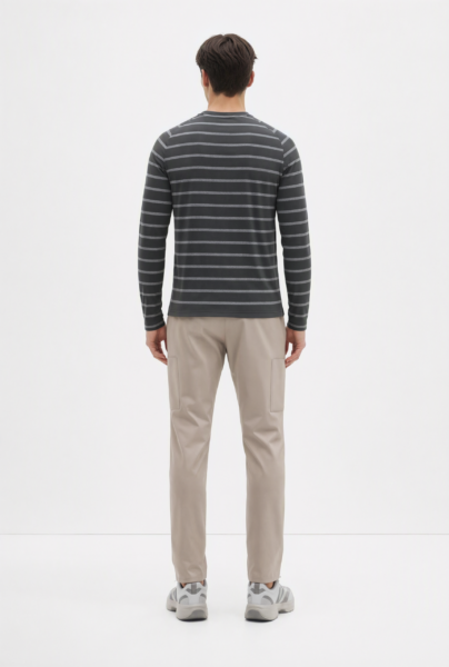Bc10110 Back View — Men&Amp;#8217;S Long-Sleeve T-Shirt In Charcoal / Light Gray Bc10110 back view — men's long-sleeve t-shirt in charcoal / light gray