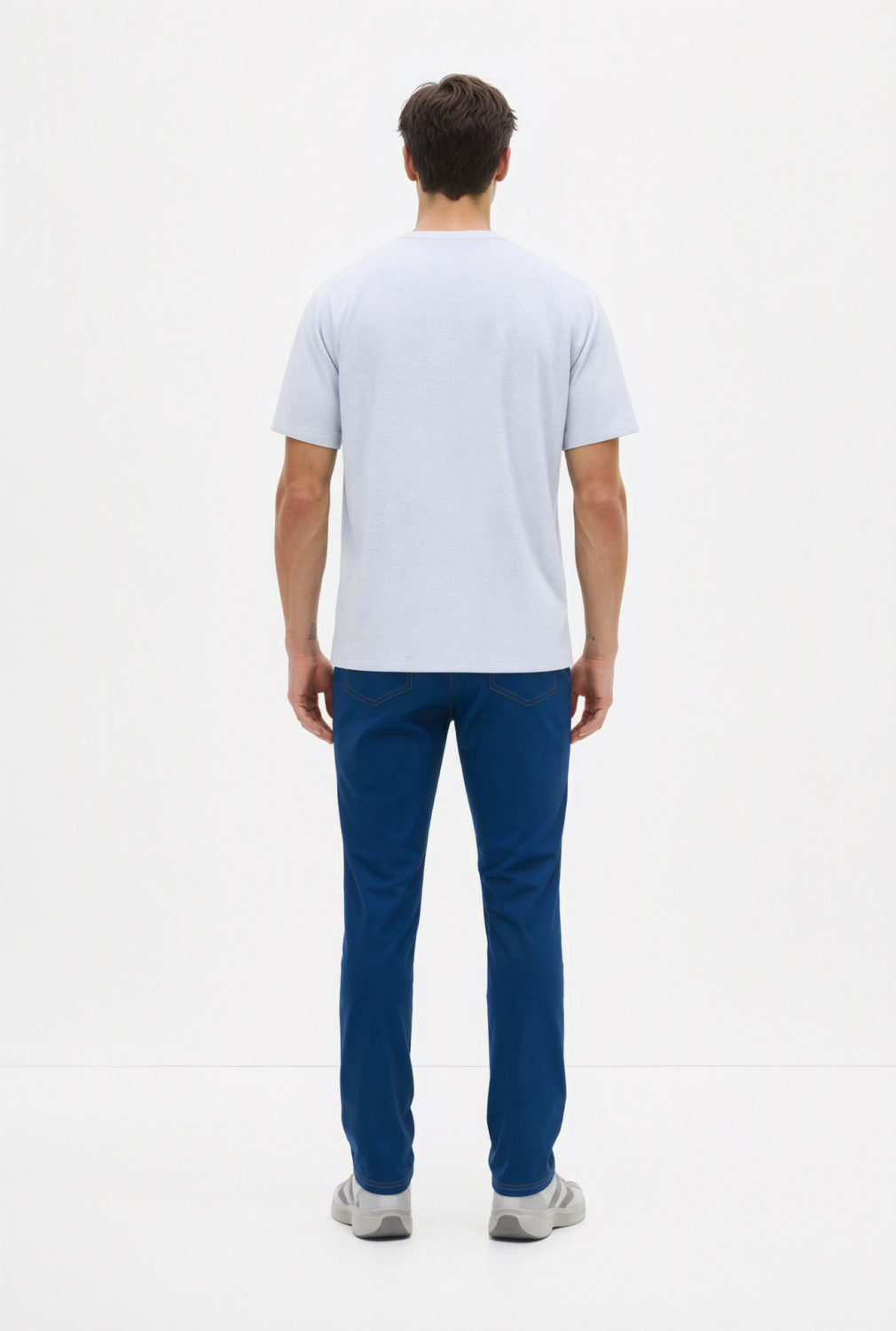 BC10112 back view — men's t-shirt in pale blue
