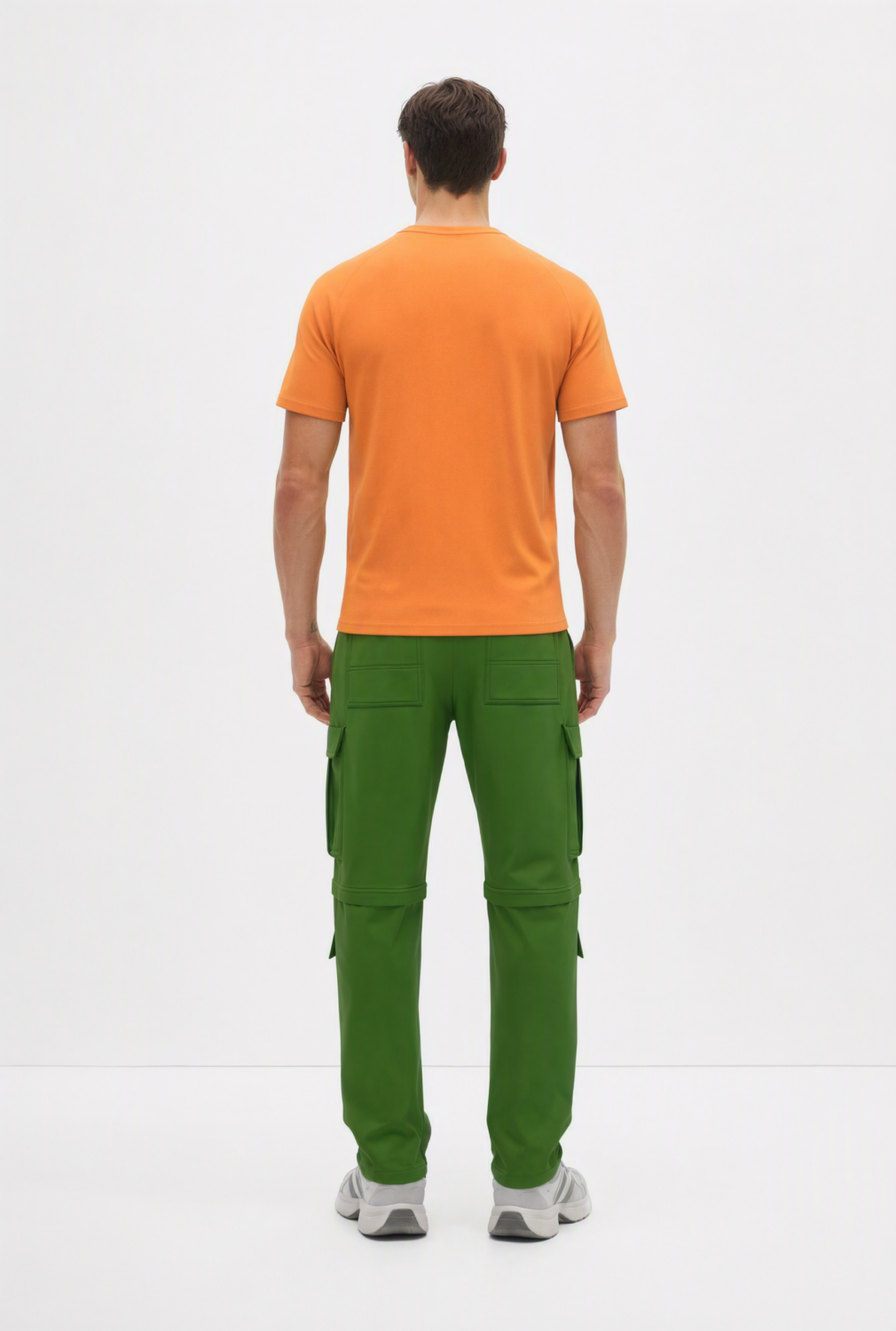 BC10121 back view — men's t-shirt in orange