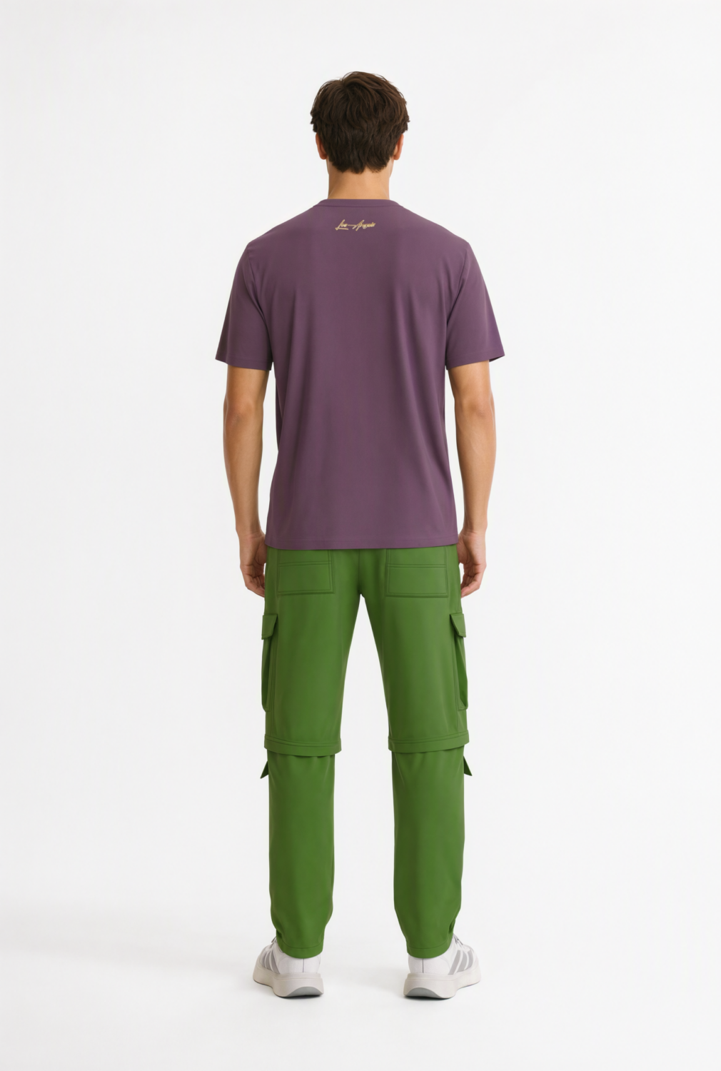 BC10128 back view — men's t-shirt in plum