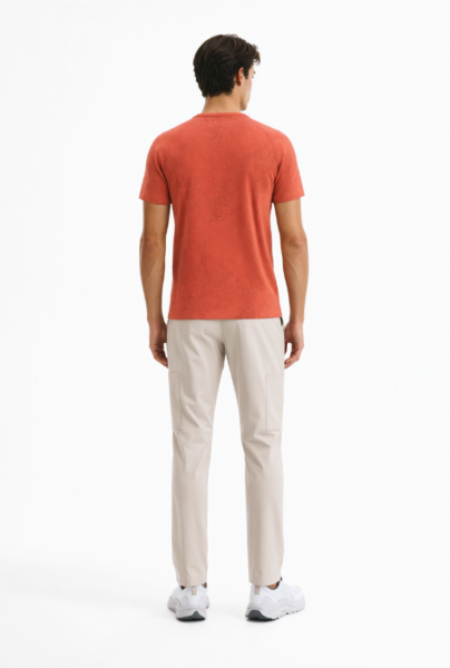 Bc10129 Back View — Men&Amp;#8217;S T-Shirt In Coral Red Bc10129 back view — men's t-shirt in coral red
