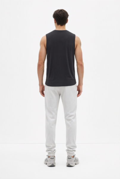Bc10644 Back View — Men&Amp;#8217;S Sleeveless Top In Charcoal Black Bc10644 back view — men's sleeveless top in charcoal black