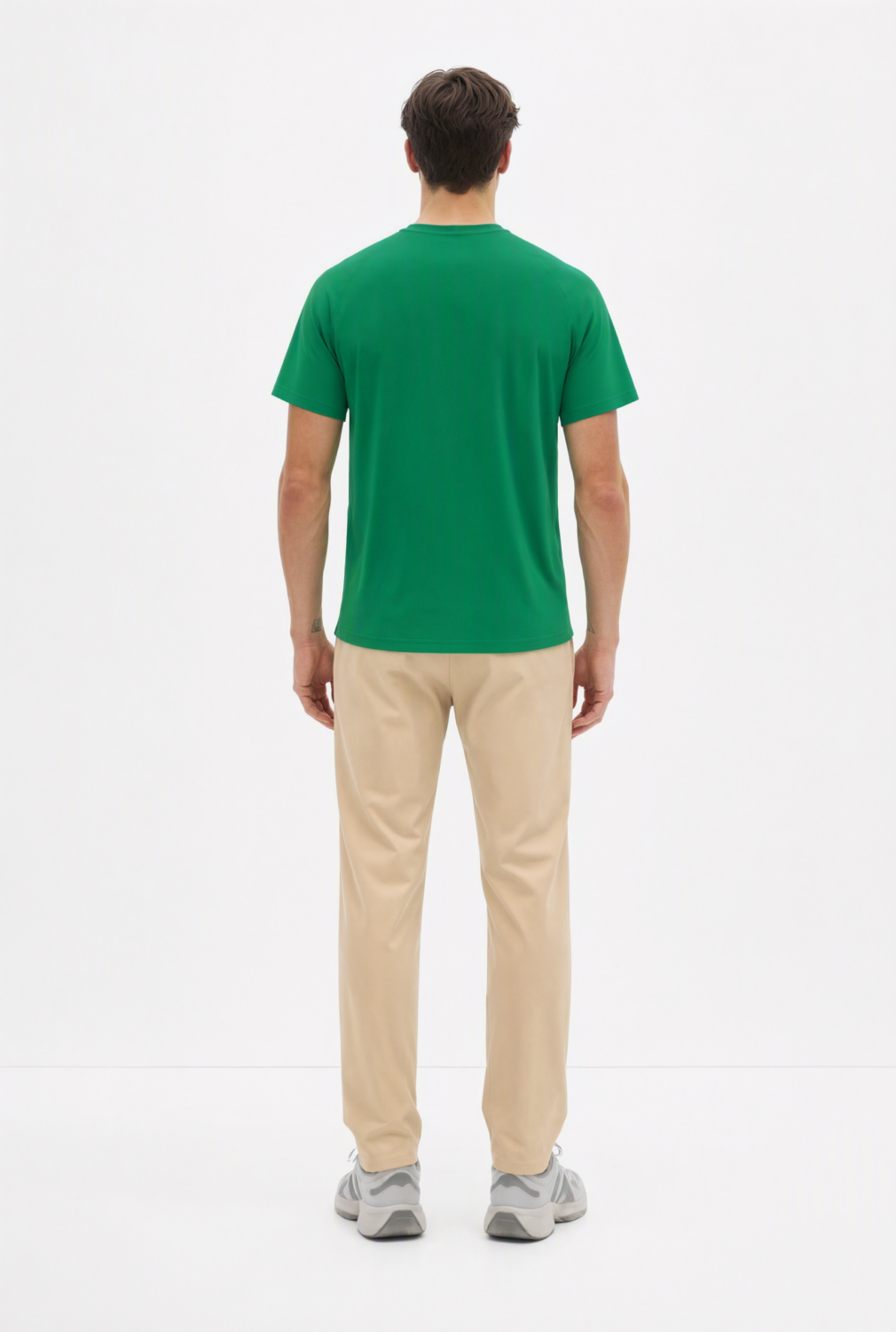 BC10721 back view — men's t-shirt in green