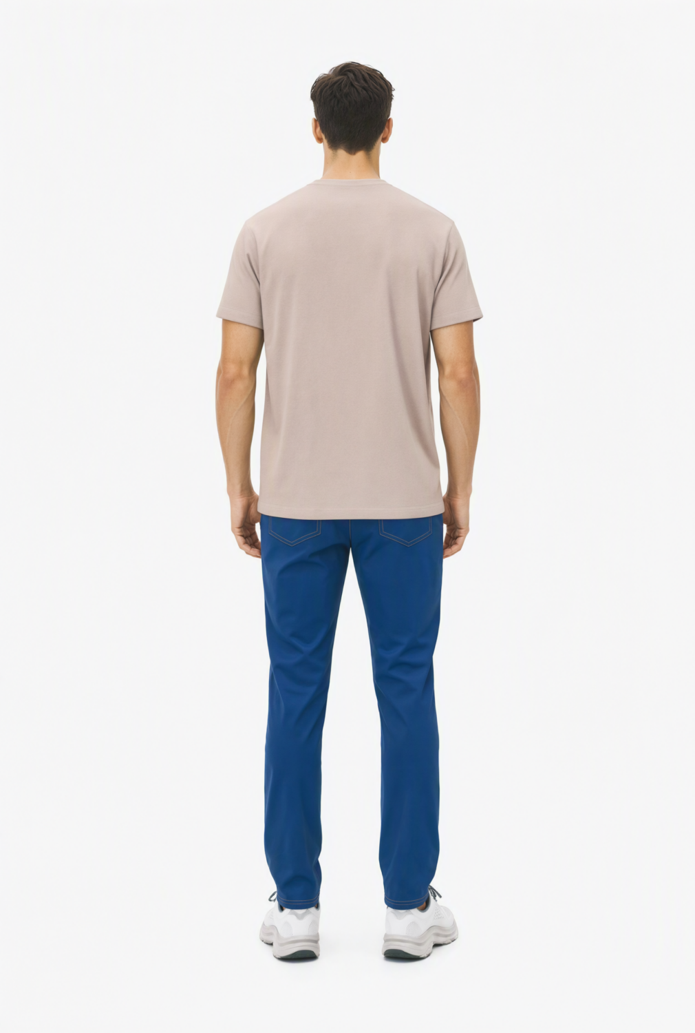 BC10877 back view — men's t-shirt in taupe