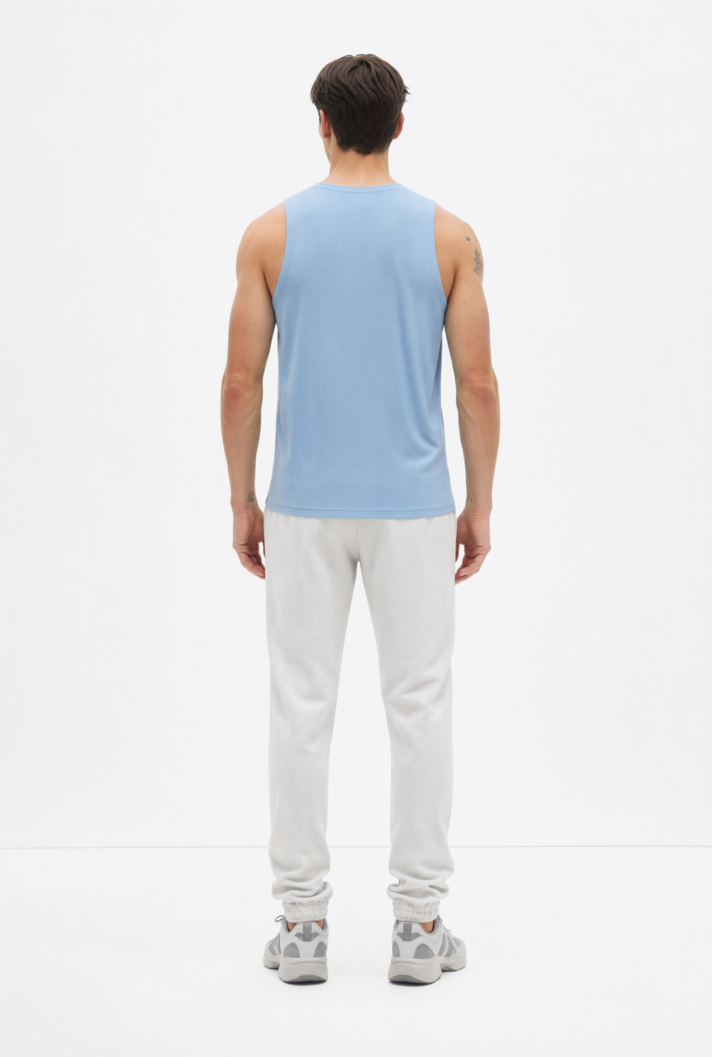 BC11976 back view — men's tank top in light blue