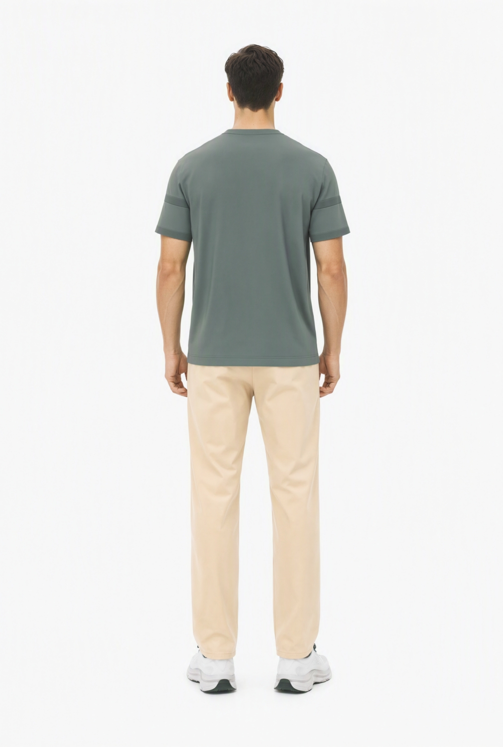 BC12170 back view — men's t-shirt in sage gray