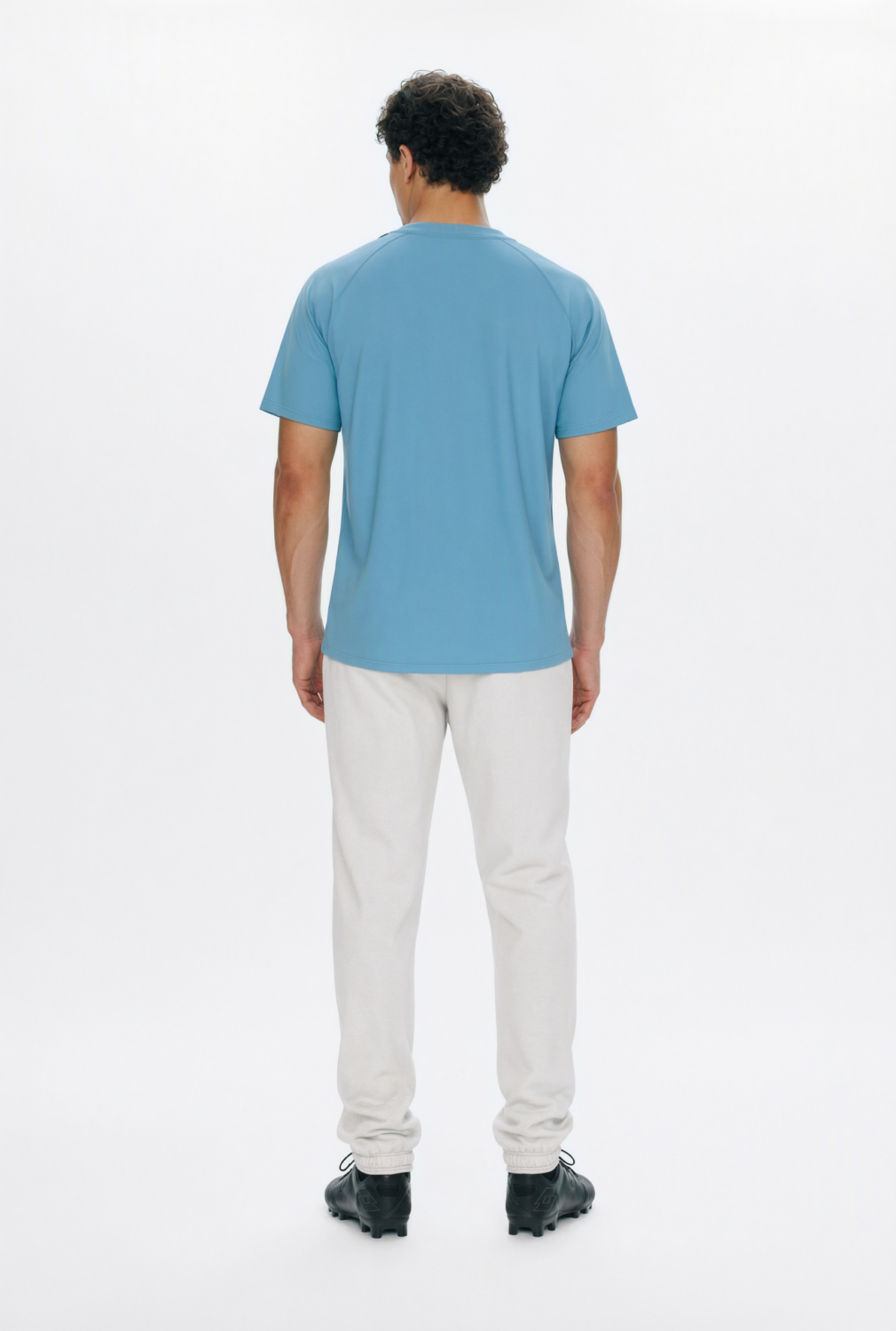 BC125599 back view — men's t-shirt in dusty blue