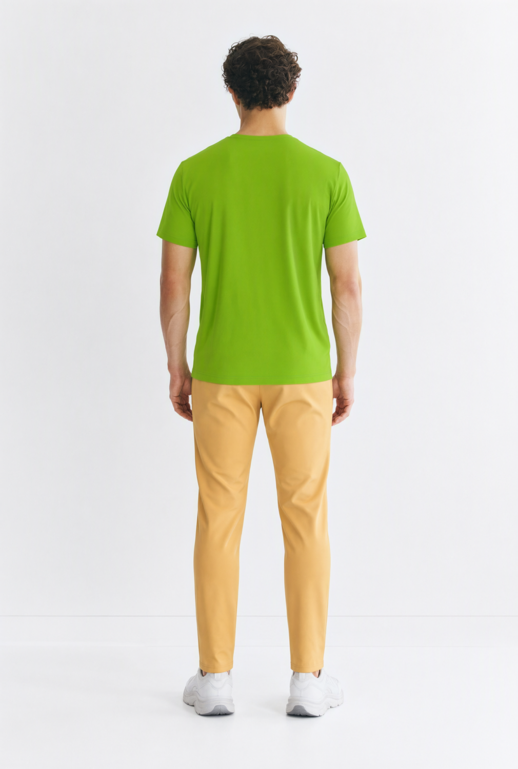 BC10856 back view — men's t-shirt in lime green