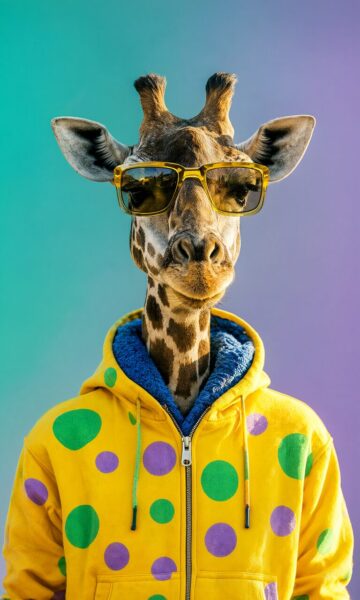 Giraffe In Polka Dot Hoodie Giraffe in polka dot hoodie — ai-generated fashion concept
