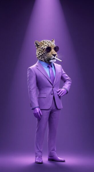 Pink Panther In Lavender Suit Pink panther in lavender suit — ai-generated fashion concept