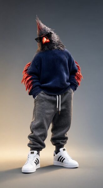 Cardinal In Urban Street Style Cardinal in urban street style — ai-generated fashion concept