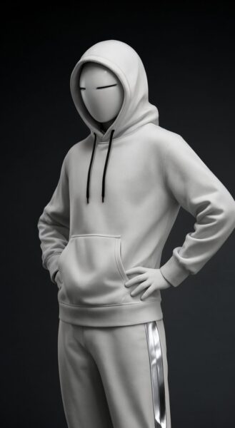Minimalist Futuristic Hoodie Portrait Minimalist futuristic hoodie portrait — ai-generated fashion concept