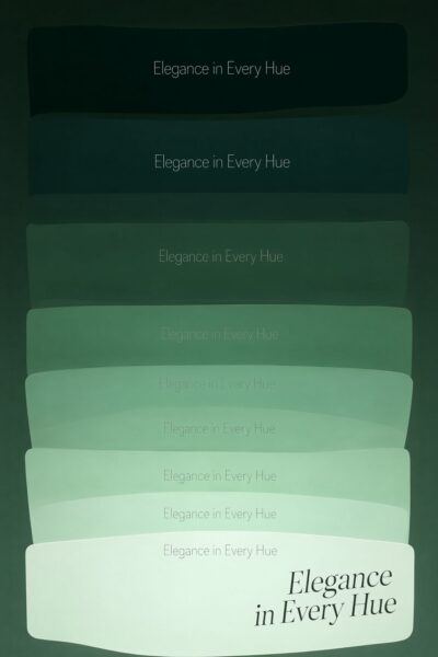 Gradient Green Palette Display Gradient green palette display featuring eight rounded ovals with varying shades, arranged vertically on a dark green background.